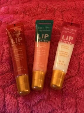 Tree Hut Lip Butter Trio — Red, Pink, Cream Nourishing Lip Balms
